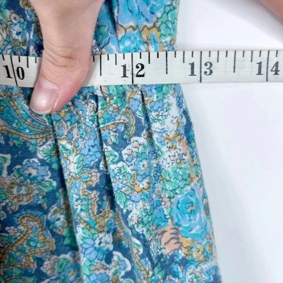 Vintage 70s Prairie Dress Paisley Blue White Tiered Floral Peasant Leo New York - Picture 10 of 11